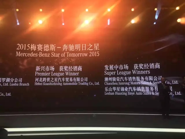 感恩有您 與星同行！樂(lè)山華星錦業(yè)奔馳榮膺“2015年梅賽德斯-奔馳明日之星”大獎(jiǎng)！_騰凱融資租賃